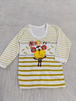 لباس تیکه ای نوزادی،بلوزآستین بلند سایز ۱ تا ۶ طرح میمون شاد جنس عالی کپی