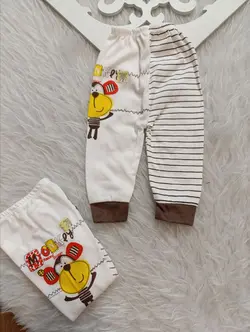 لباس تیکه ای نوزادی ،شلوار نوزادی سایز ۱ تا ۶ طرح میمون شاد جنس عالی کپی کپی