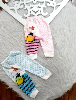 لباس تیکه ای نوزادی،شلوار نوزادی سایز ۱ تا ۳ طرح ماهی کپی