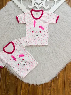 آستین کوتاه نوزادی لباس تیکه ای نوزادی قلبی سایز ۱ تا ۶