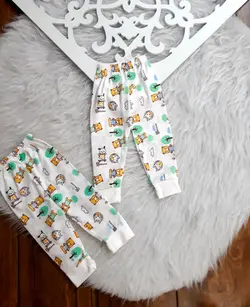 لباس تیکه ای نوزادی،شلوار نوزادی سایز ۱ تا ۳ طرح استیکر