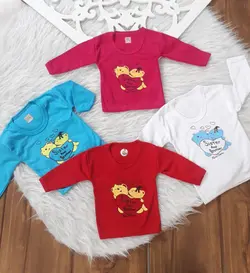 بلوزآستین بلند نوزادی لباس تیکه ای نوزادی طرح خرس سایز ۰ تا ۲