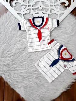 بلوز آستین کوتاه لباس تیکه ای نوزادی سایز ۱ تا ۳