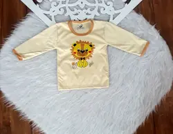 بلوزآستین بلند نوزادی سایز ۴ تا ۶ پنبه اعلا طرح شیر