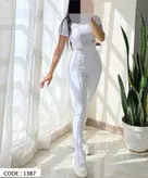 ست کراپ شلوار زنانه رگه دوزی یقه بسته