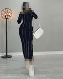 پیراهن بلند پشت و‌ پیش رگه دوزی شده