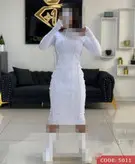 پیراهن بلند پشت و‌ پیش رگه دوزی شده