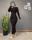 پیراهن بلند پشت و‌ پیش رگه دوزی شده