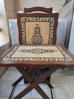 میز عسلی تاشو چمدانی طرح منبت مستطیل