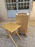 میز عسلی تاشو چمدانی طرح CNC طلایی
