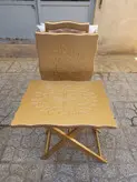 میز عسلی تاشو چمدانی طرح CNC طلایی
