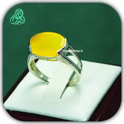 انگشتر زنانه ساده با عقیق زرد 848 (آماده حکاکی ذکر شرف الشمس در 19 فروردین)