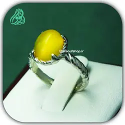 انگشتر زنانه ساده با عقیق زرد 850 (آماده حکاکی ذکر شرف الشمس در 19 فروردین)