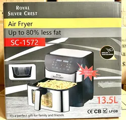 سرخ کن بدون روغن 13.5 لیتر سیلور کرست مدل 1572 رویال داخل گالوانیزه کیفیت عالی با انبر و برس