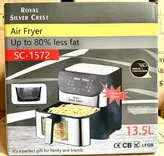 سرخ کن بدون روغن 13.5 لیتر سیلور کرست مدل 1572 رویال داخل گالوانیزه کیفیت عالی با انبر و برس