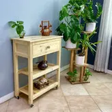 کنسول چوبی ترولی پذیرایی روستیک دکور مدل میز بار