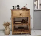 کنسول چوبی ترولی پذیرایی روستیک دکور مدل میز بار