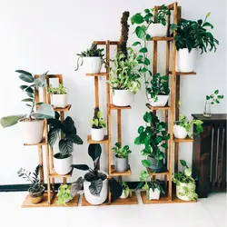 استند گلدان چوبی روستیک دکور مدل دیوار مجموعه 3 عددی