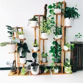 استند گلدان چوبی روستیک دکور مدل دیوار مجموعه 3 عددی