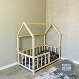 تخت خواب کودک و نوجوان مونته سوری چوبی روستیک دکور مدل خانه