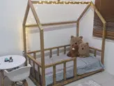 تخت خواب کودک و نوجوان مونته سوری چوبی روستیک دکور مدل خانه
