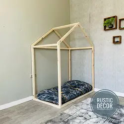 تخت خواب نوزاد مونته سوری چوبی روستیک دکور مدل ft600