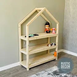 استند اتاق کودک چوبی روستیک دکور مدل کلبه