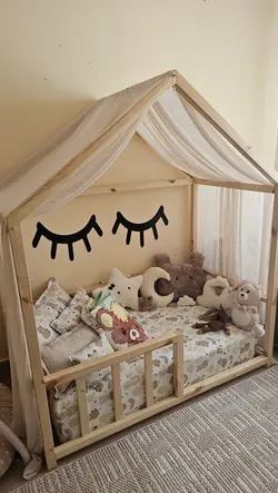 تخت خواب نوزاد مونته سوری چوبی روستیک دکور مدل هوم