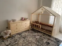 تخت خواب نوزاد مونته سوری چوبی روستیک دکور مدل هوم