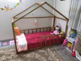 تخت خواب نوزاد مونته سوری چوبی روستیک دکور مدل هوم