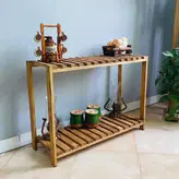 استند گلدان چوبی روستیک دکور مدل MJ800