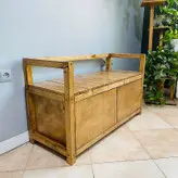 نیمکت چوبی کمد دار روستیک دکور مدل TE300