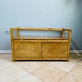 نیمکت چوبی کمد دار روستیک دکور مدل TE300