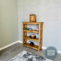 کتابخانه چوبی روستیک دکور مدل Bo910