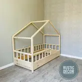 تخت خواب نوجوان مونته سوری چوبی روستیک دکور مدل هوم 2