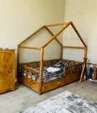 تخت خواب نوجوان مونته سوری چوبی روستیک دکور مدل هوم 2