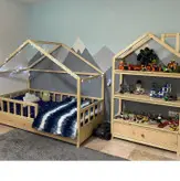 تخت خواب نوجوان مونته سوری چوبی روستیک دکور مدل هوم 2