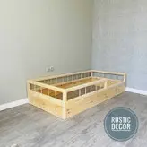 تخت خواب نوزاد مونته سوری چوبی روستیک دکور مدل نرده ای