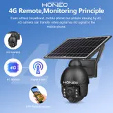 دوربین خورشیدی مداربسته تحت شبکه سیم کارتی 4G LTE هونک Honec مدل HN-S558-4G-BLK