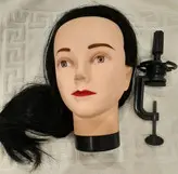 کله مانکن با موهای بلند +پایه رومیزی .جهت تمرین کوپ ، شنیون