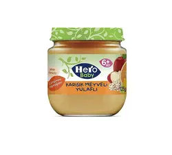 پوره میوه سیب ، پرتقال ، انگور و جو دو سر هرو بیبی مناسب 6 ماه به بالا