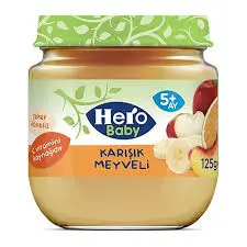 پوره میوه 125 گرمی هیرو پرتقال و سیب و موز و شلیل