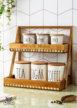 استند دوطبقه مهره دار چوبی،استند دو طبقه،استند جا ادویه،استند جای حبوبات،استند پاسماوری چوبی