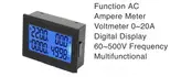 نمایشگر مولتی فانگشن LCD کیفیت بالا تا ۵۰۰ ولت و ۱۰۰ آمپر غیر تخریبی / واتمتر ac مناسب تابلو برق برای مانیتورینگ پنلی چهار پارامتر ثابت و دو پارامتر رندوم شامل ولتمتر ، آمپر متر ، وات متر ،فرکانس شمار ،فی متر و کیلو وات ساعت /به همراه سی تی ترانس