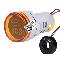ولتمتر و آمپرمتر چراغ سیگنالی  AC350V-100A مربعی و یا گرد با توجه به موجودی به همراه ترانس جریان ct غیر تخریبی(نمونه با کیفیت)/قیمت مناسب و کیفیت قابل قبول