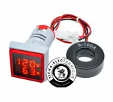 ولتمتر و آمپرمتر چراغ سیگنالی  AC350V-100A مربعی و یا گرد با توجه به موجودی به همراه ترانس جریان ct غیر تخریبی(نمونه با کیفیت)/قیمت مناسب و کیفیت قابل قبول