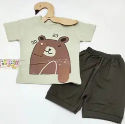 ست تیشرت شلوارک طرح خرس نمدی