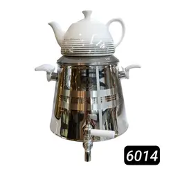 کتری قوری استیل ورق یک میل ضخیم دسته باکالیت 6 لیتری برند (اس لوکس )کد 6014