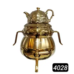 کتری قوری استیل تمام طلایی ورق یک میل ضخیم کف چدن 6لیتری برند (اس لوکس) کد 4028
