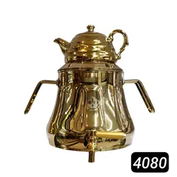کتری قوری استیل طلایی ورق یک و نیم میل فوق ضخیم کف چدن 6لیتری برند (اس لوکس)کد 4080